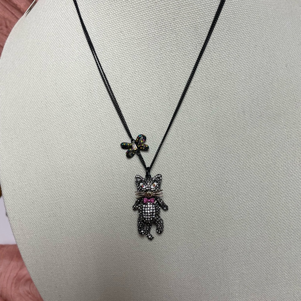 Betsey Johnson Halloween Black Cat Pendant Necklace